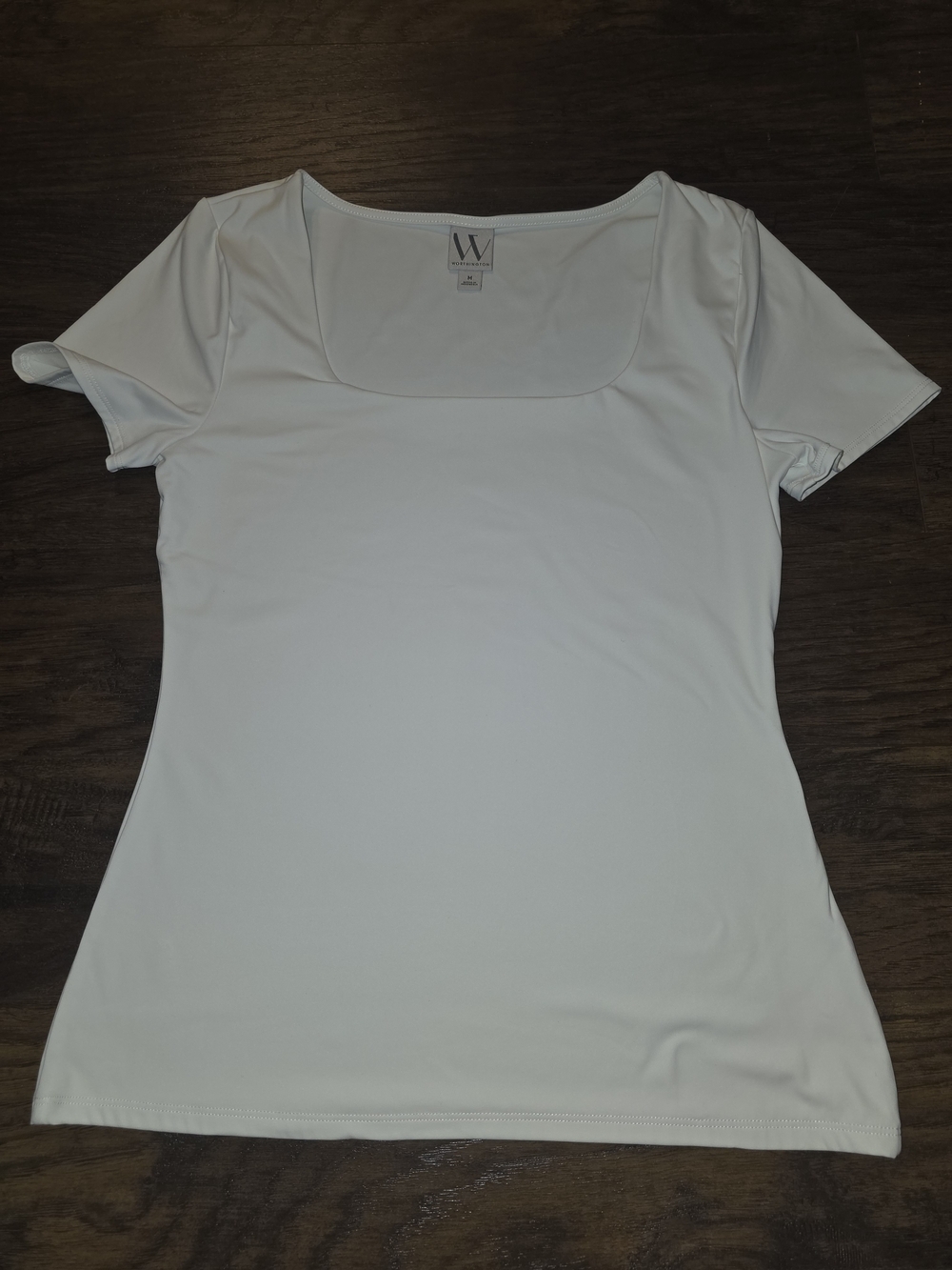 Worthington White Square Neck Short Sleeve Tee